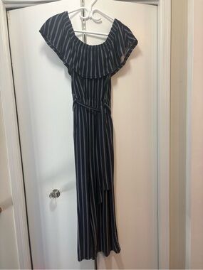 Majora Large Navy Striped Off-Shoulder Jumper